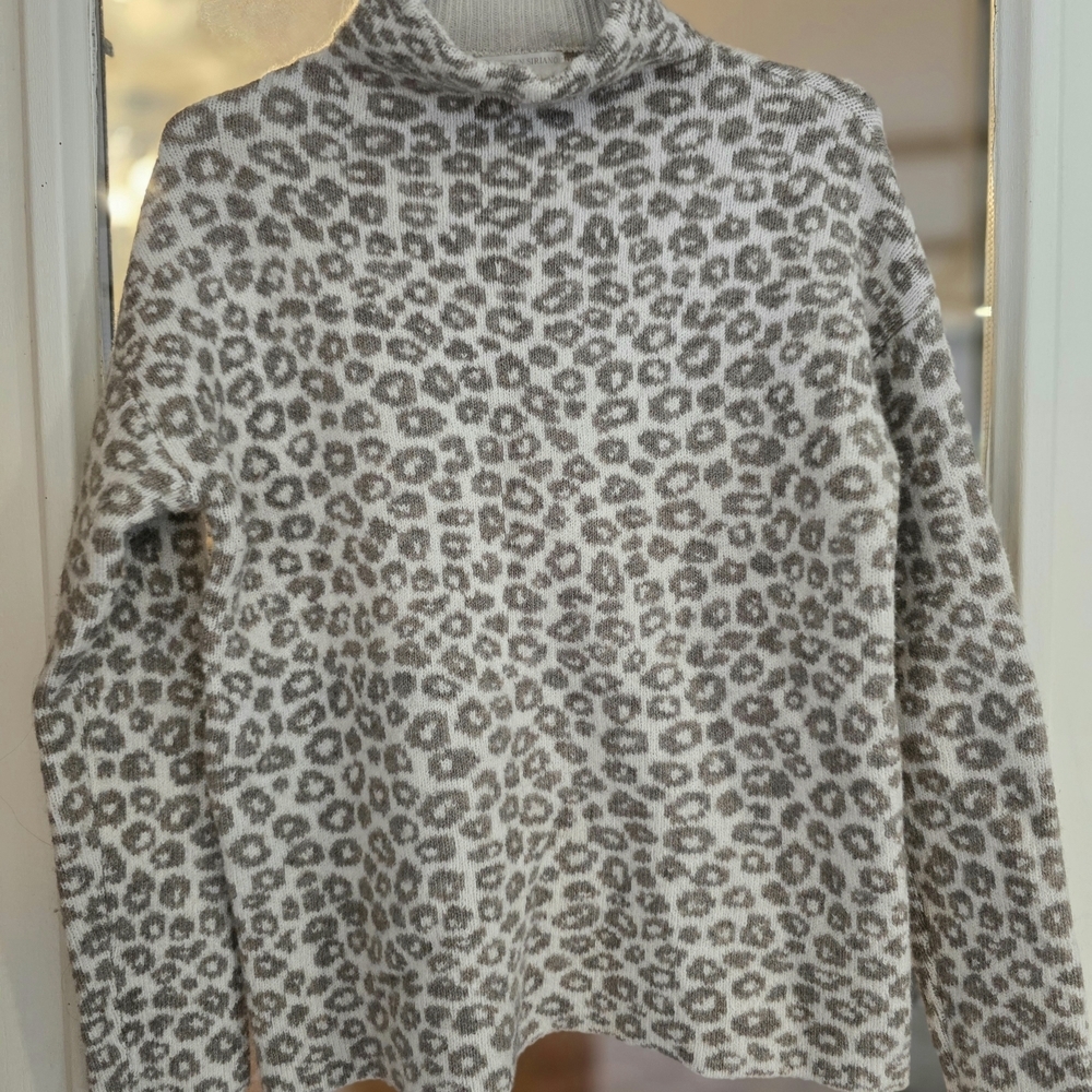 Christian Siriano Animal Leopard Print Women's Sweater Merino Wool XS